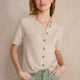 Ava Short Sleeve Cardigan - Oyster
