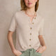 Ava Short Sleeve Cardigan - Oyster