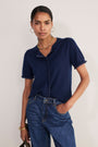 Ayla Trim Short Sleeve Cardigan - Midnight