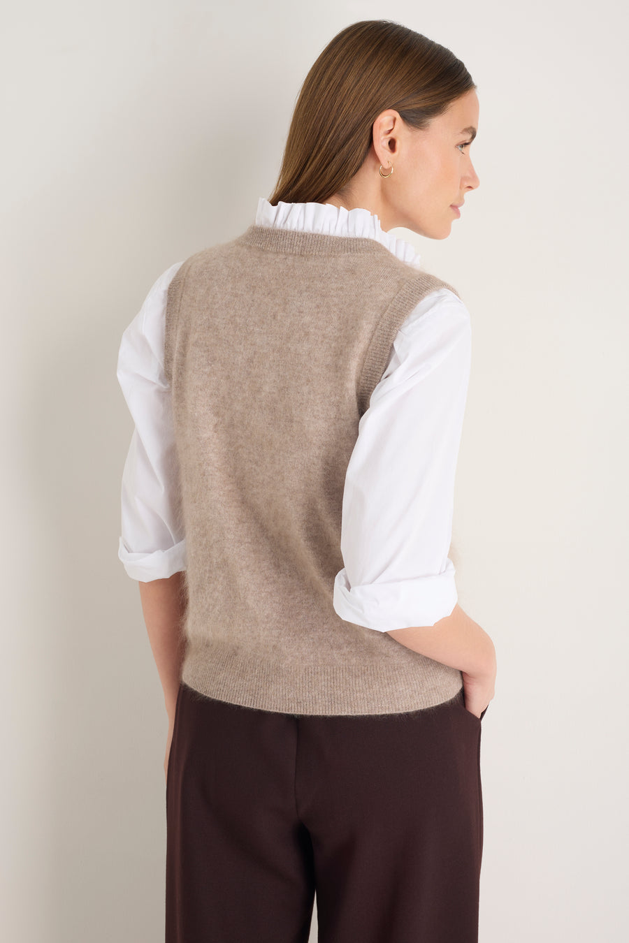 Bea Button Through Tank - Oat Melange