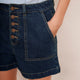 Beatrice Button Front Short - Mid Wash