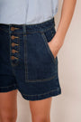Beatrice Button Front Short - Mid Wash