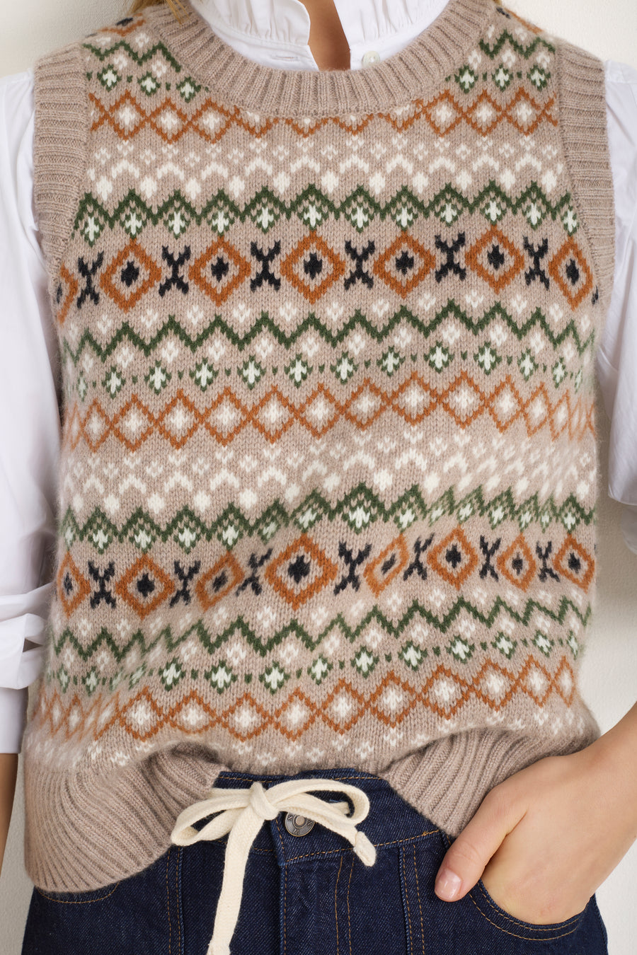 Beau Fairisle Tank - Oat Fairisle