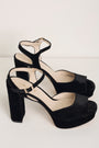 Betty High Heel Peep Toe Sandal - Black Velvet