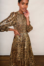 Ari Silk Blend Lame Dress - Leopard