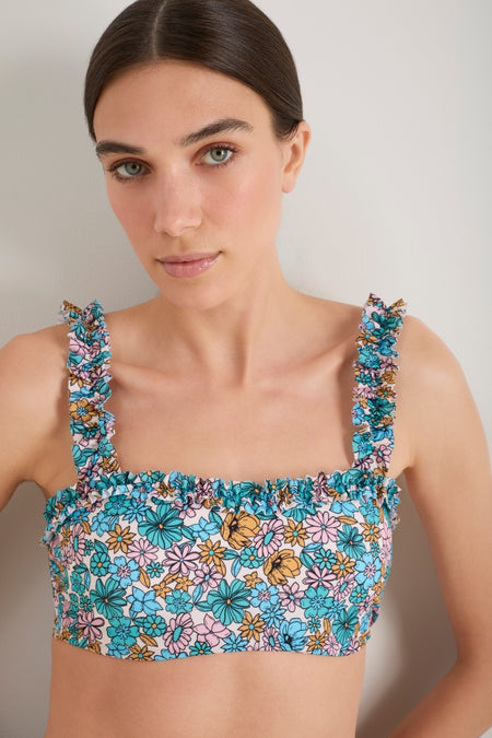 Cassis Bikini Top - Retro Floral