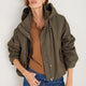 Billie Funnel Hooded Bomber Jacket - Soft Khaki