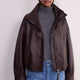 Blair Leather Bomber Jacket - Chocolate