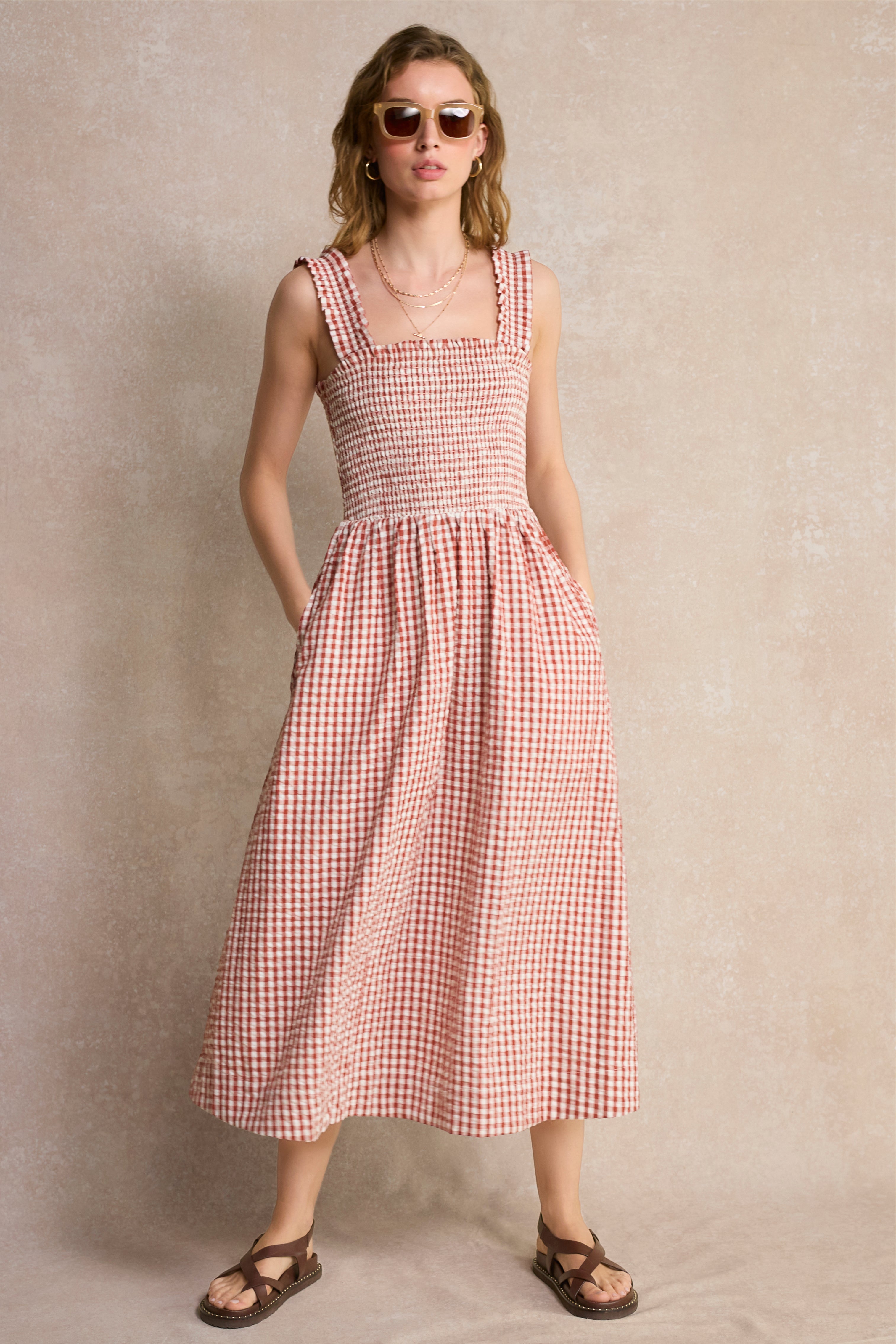 Bliss Dress - Cinnamon Red/Ivory Gingham