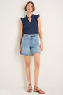 Brielle Long Scallop Short - Mid Wash