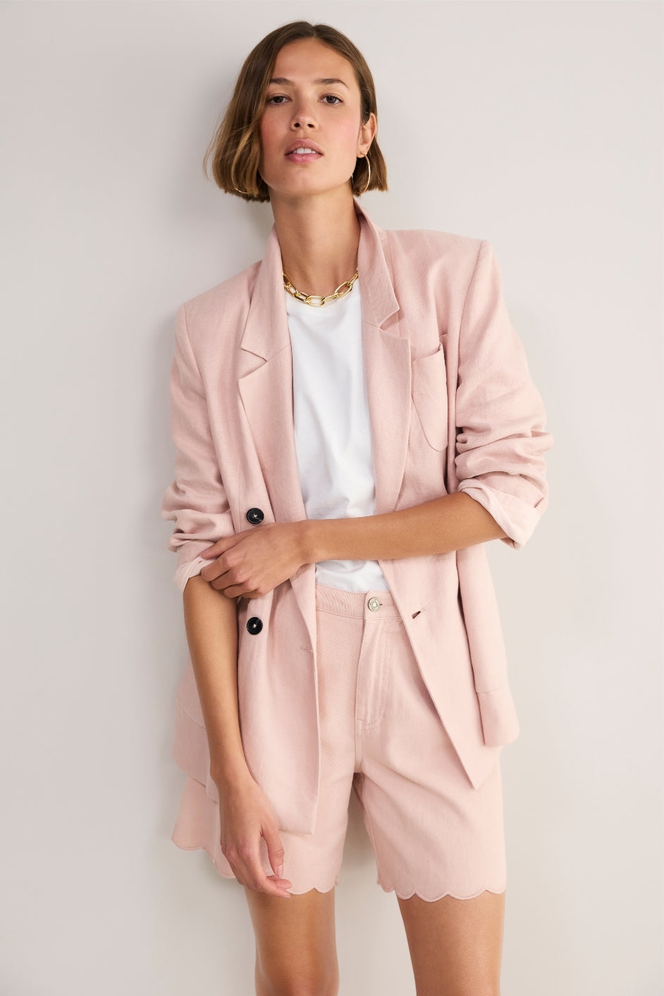 Brielle Long Soft Scallop Short - Dusky Pink