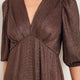 Caley 3/4 Sleeve Dress - Cocoa Metallic