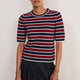Caley Knitted Top - Navy/Aubergine/Ivory Stripe