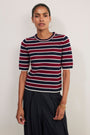 Caley Knitted Top - Navy/Aubergine/Ivory Stripe