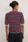 Caley Knitted Top - Navy/Aubergine/Ivory Stripe