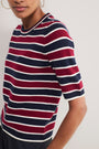 Caley Knitted Top - Navy/Aubergine/Ivory Stripe