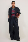 Caley Knitted Top - Navy/Aubergine/Ivory Stripe