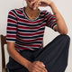 Caley Knitted Top - Navy/Aubergine/Ivory Stripe