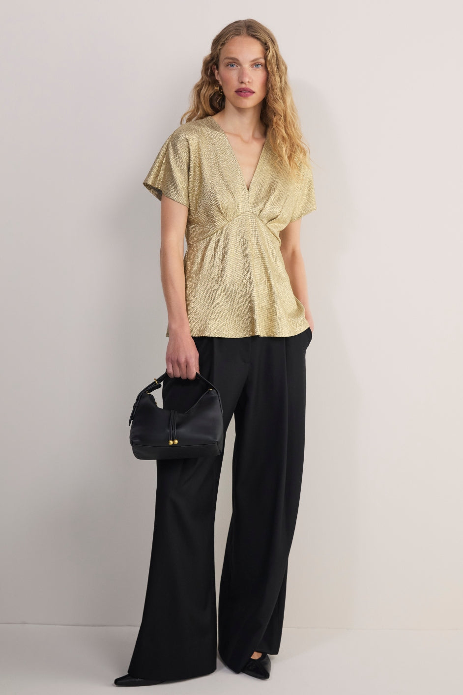 Caley Metallic Top - Gold