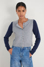 Callie Merino Cardigan - Grey Marl/Midnight