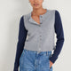 Callie Merino Cardigan - Grey Marl/Midnight