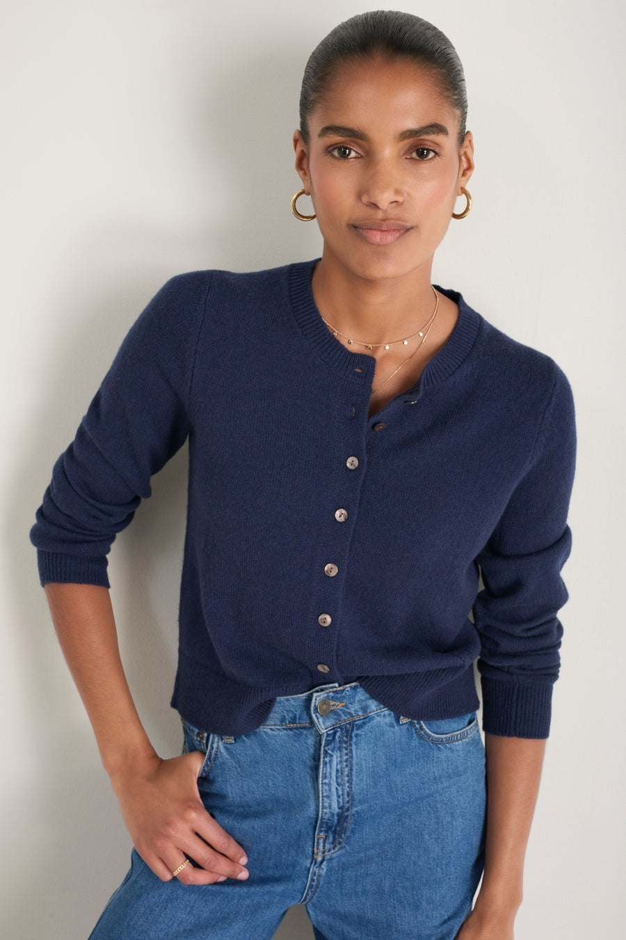 Callie Merino Cardigan - Midnight