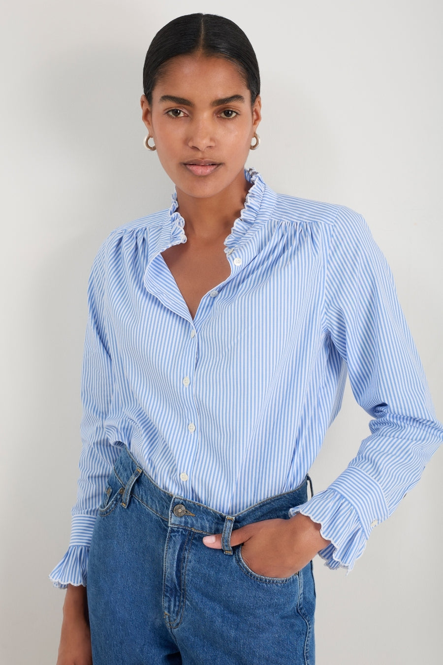 Callie Shirt - Blue/White Stripe