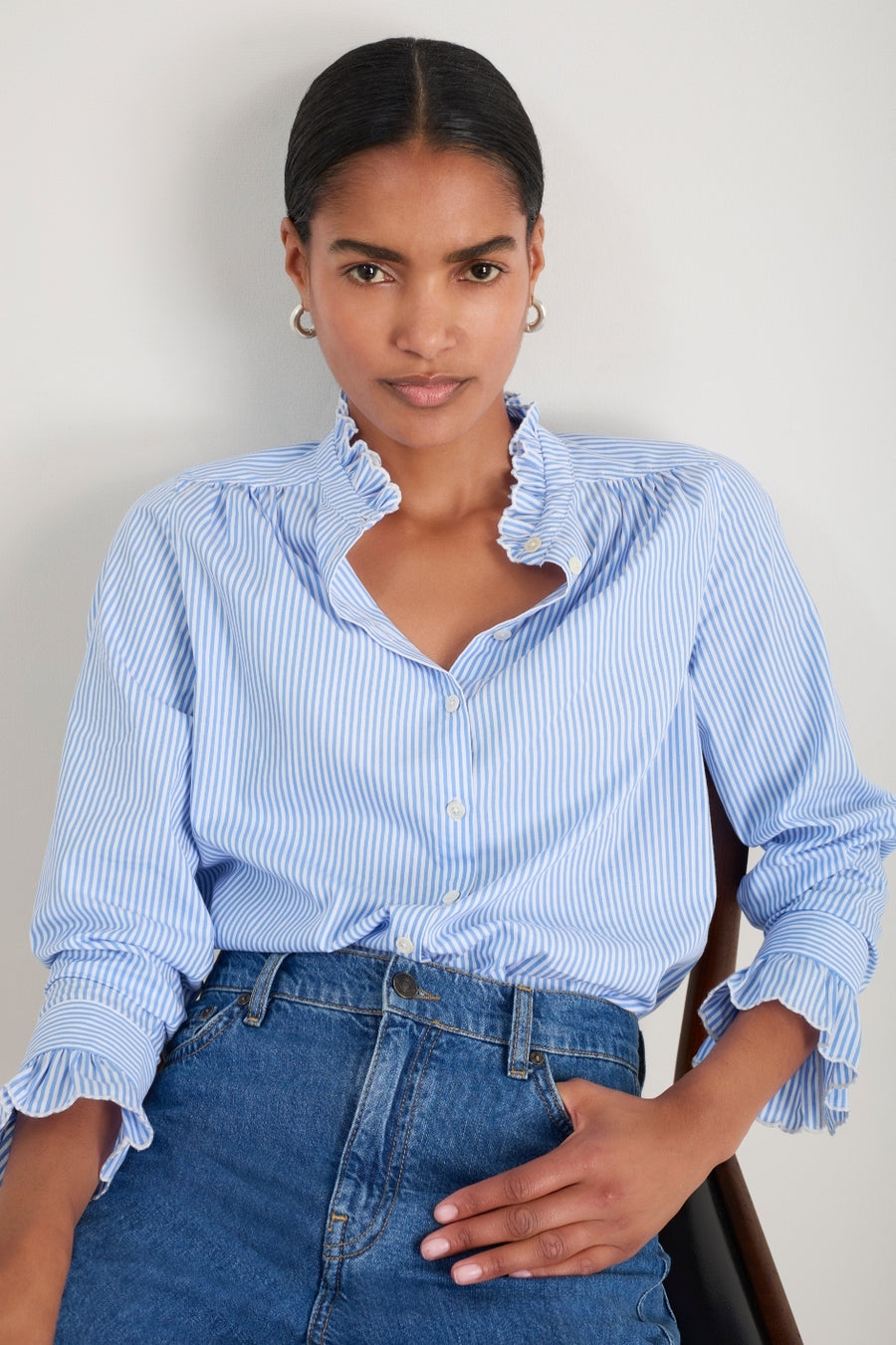 Callie Shirt - Blue/White Stripe