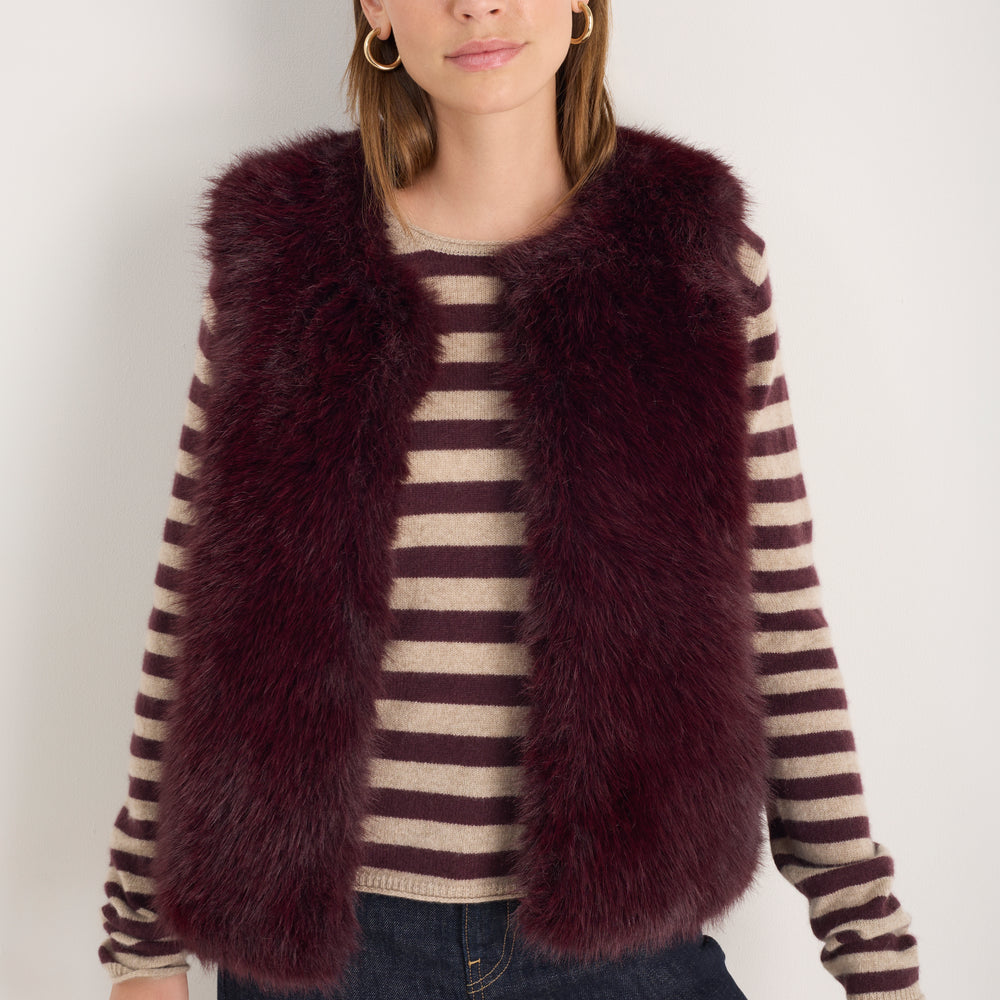 Cameron Faux Fur Gilet - Deep Fig