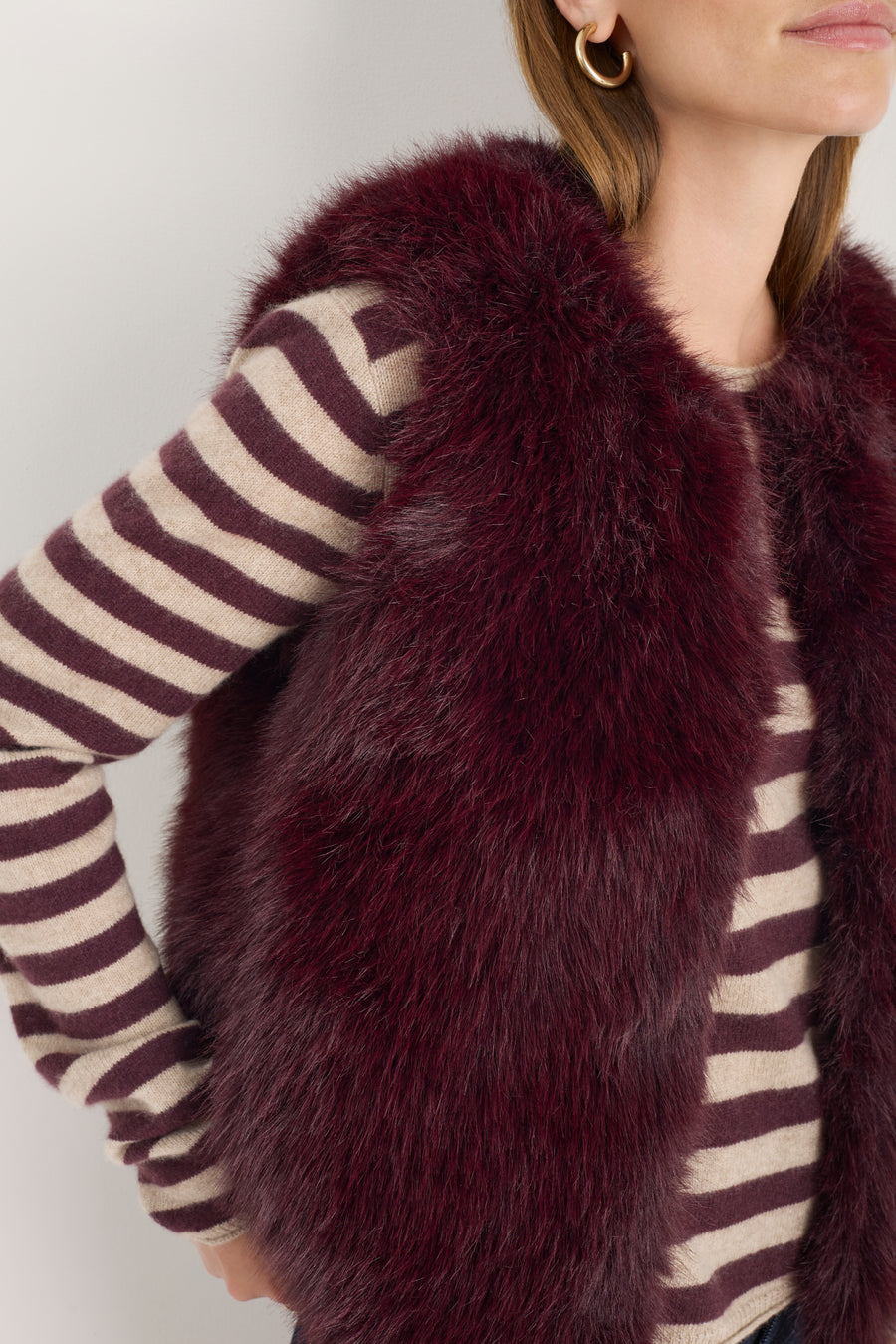 Cameron Faux Fur Gilet - Deep Fig