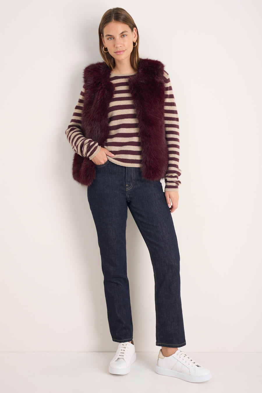 Cameron Faux Fur Gilet - Deep Fig