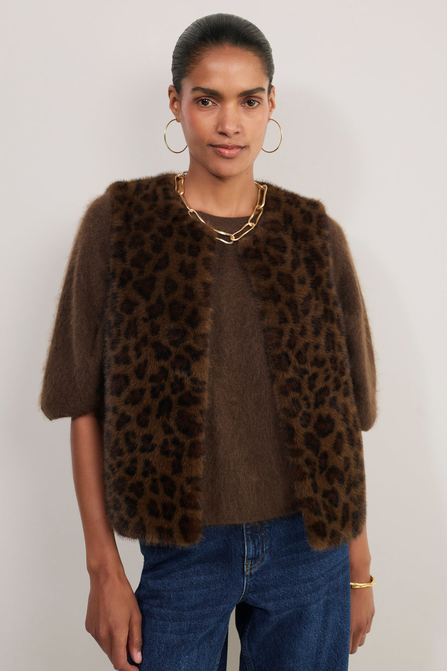 Cameron Faux Fur Gilet - Leopard