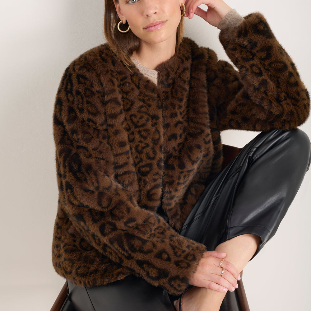 Cameron Faux Fur Jacket - Leopard