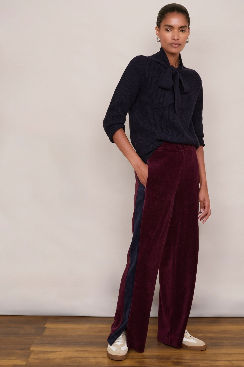Camille Velour Trouser - Deep Plum – WYSE London