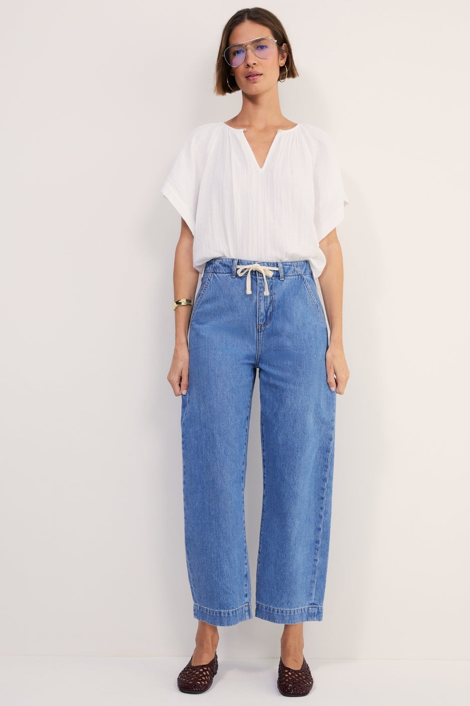 Camille Tie Horseshoe Jean - Light Wash