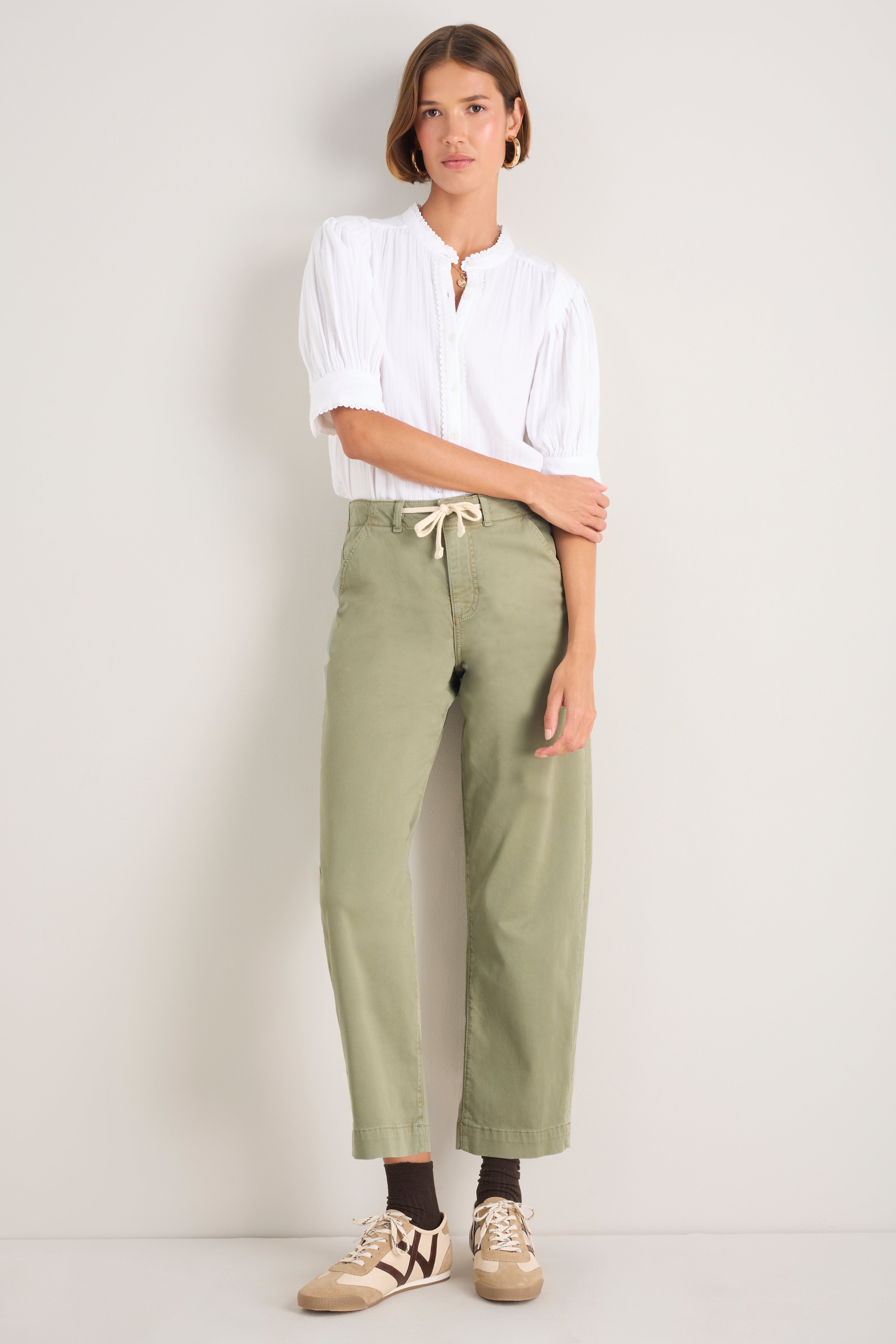 Camille Tie Horseshoe Trouser - Eucalyptus