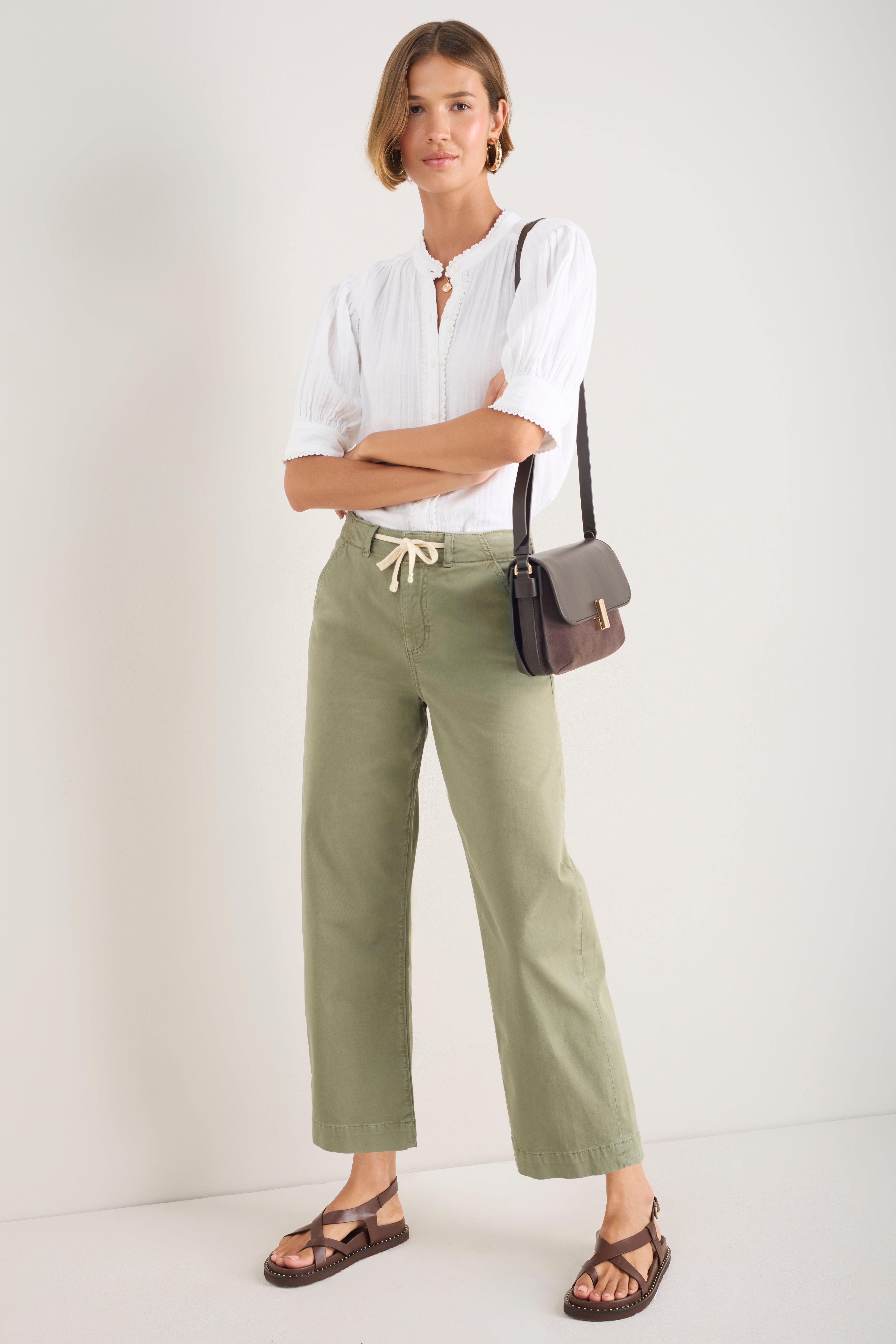 Camille Tie Horseshoe Trouser - Eucalyptus