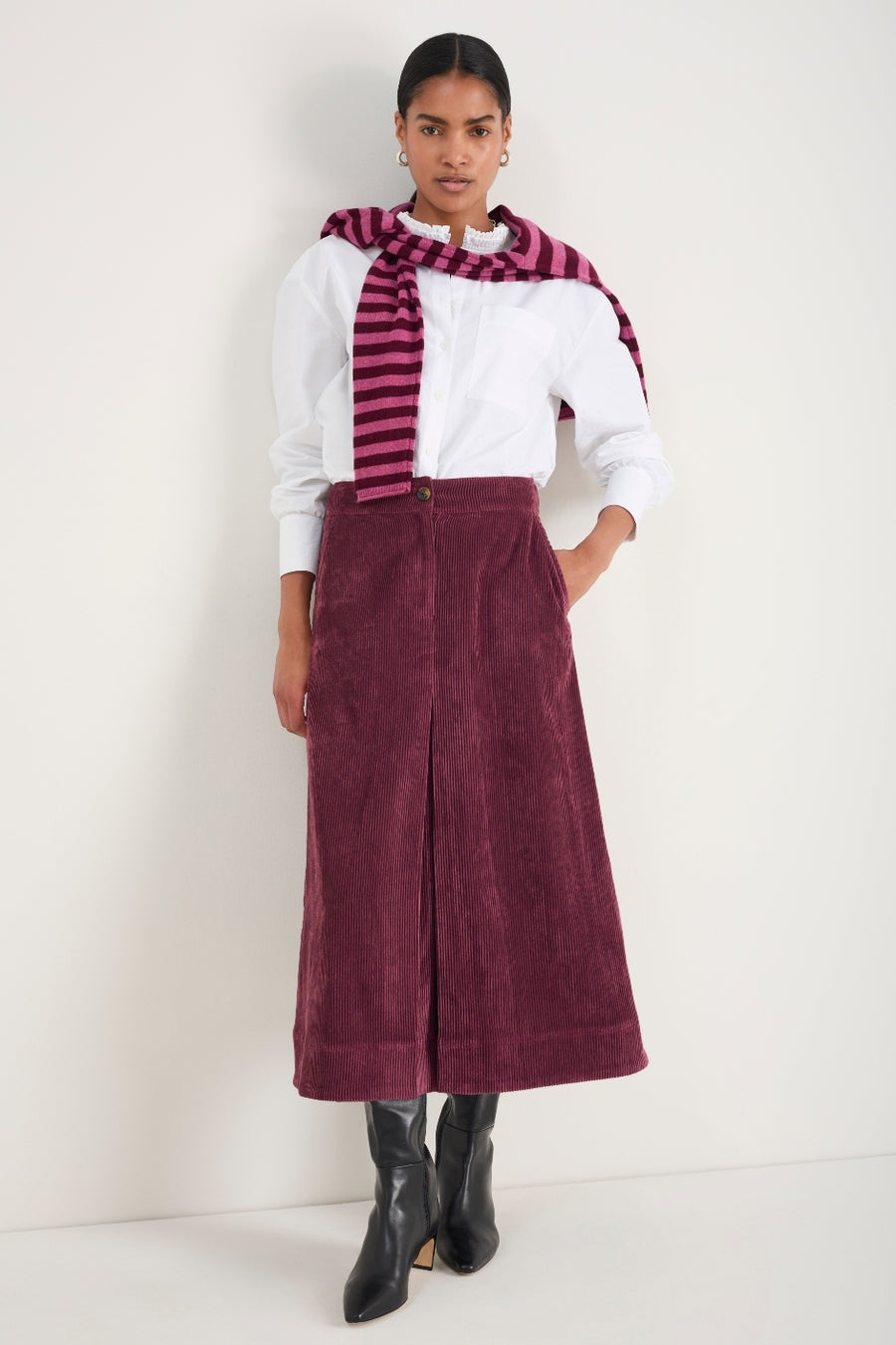 Carina Cord Skirt - Merlot