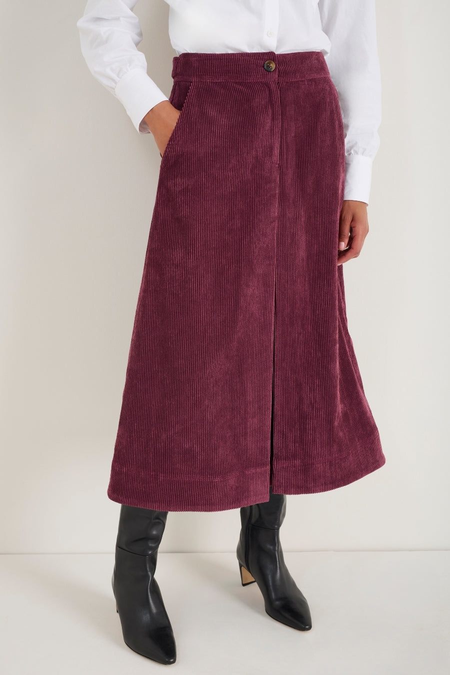 Carina Cord Skirt - Merlot