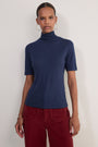Carly Wool Blend Short Sleeve Top - Midnight