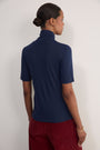 Carly Wool Blend Short Sleeve Top - Midnight