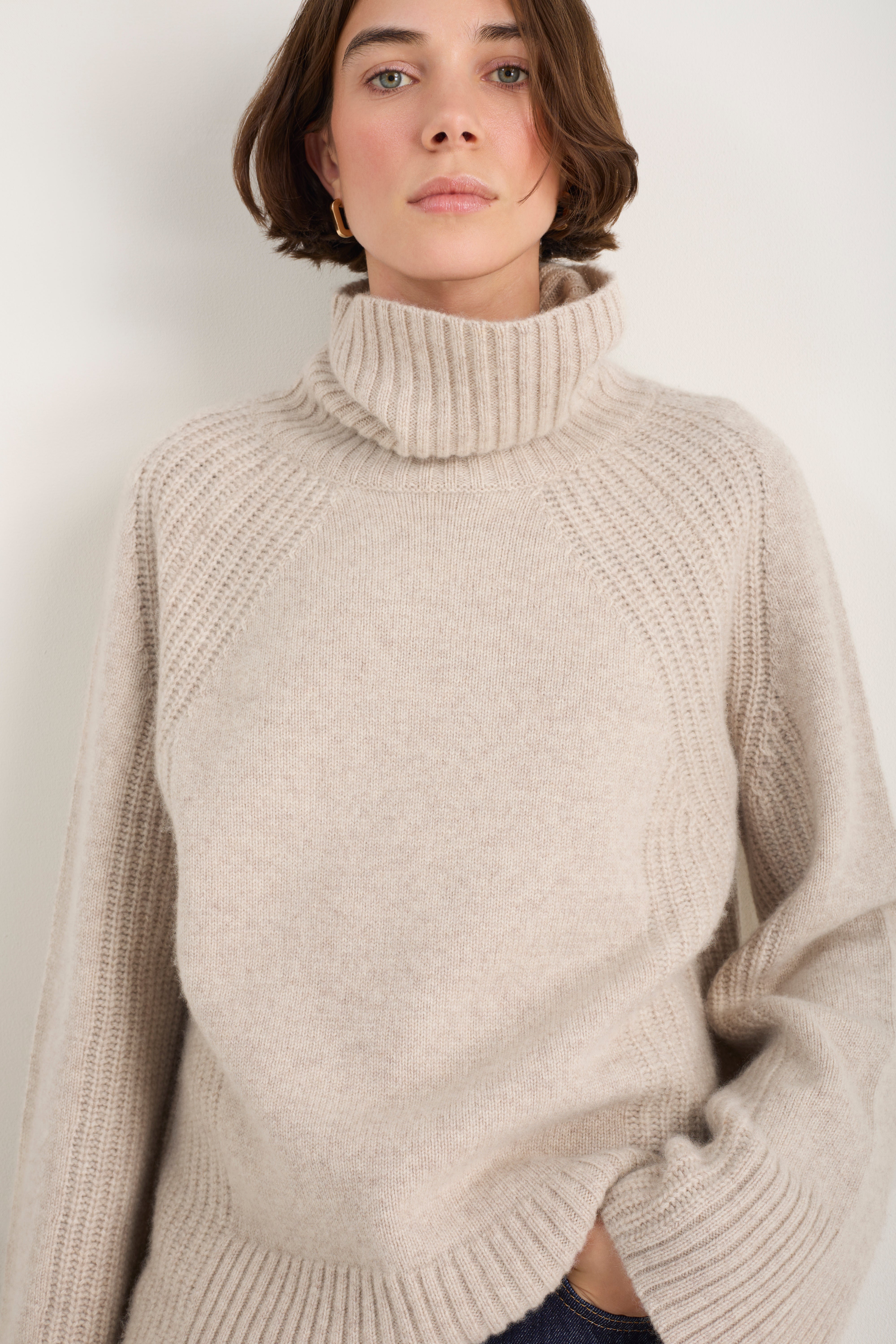 Carolina Roll Neck Jumper - Oat Melange