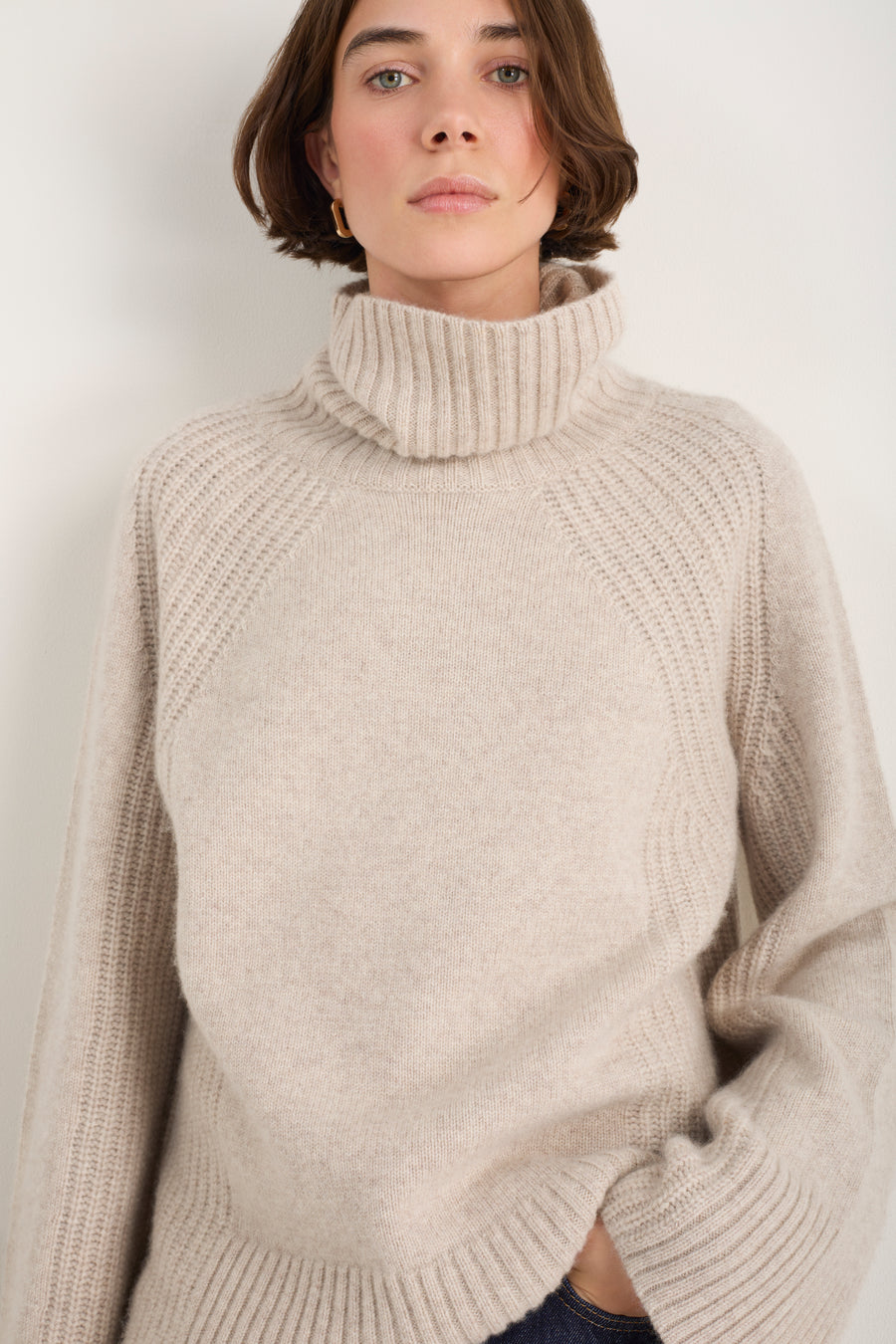 Carolina Roll Neck Jumper - Oat Melange