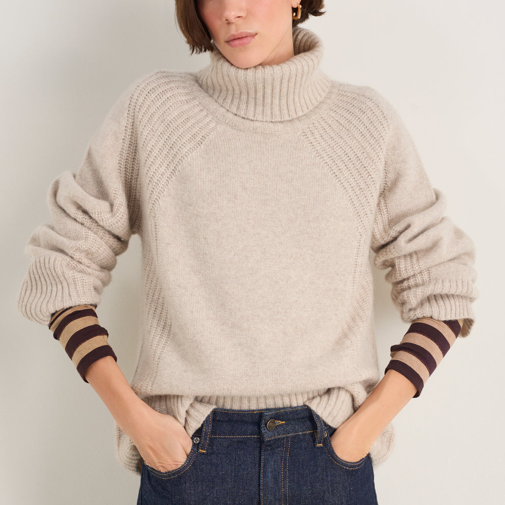 Carolina Roll Neck Jumper - Oat Melange