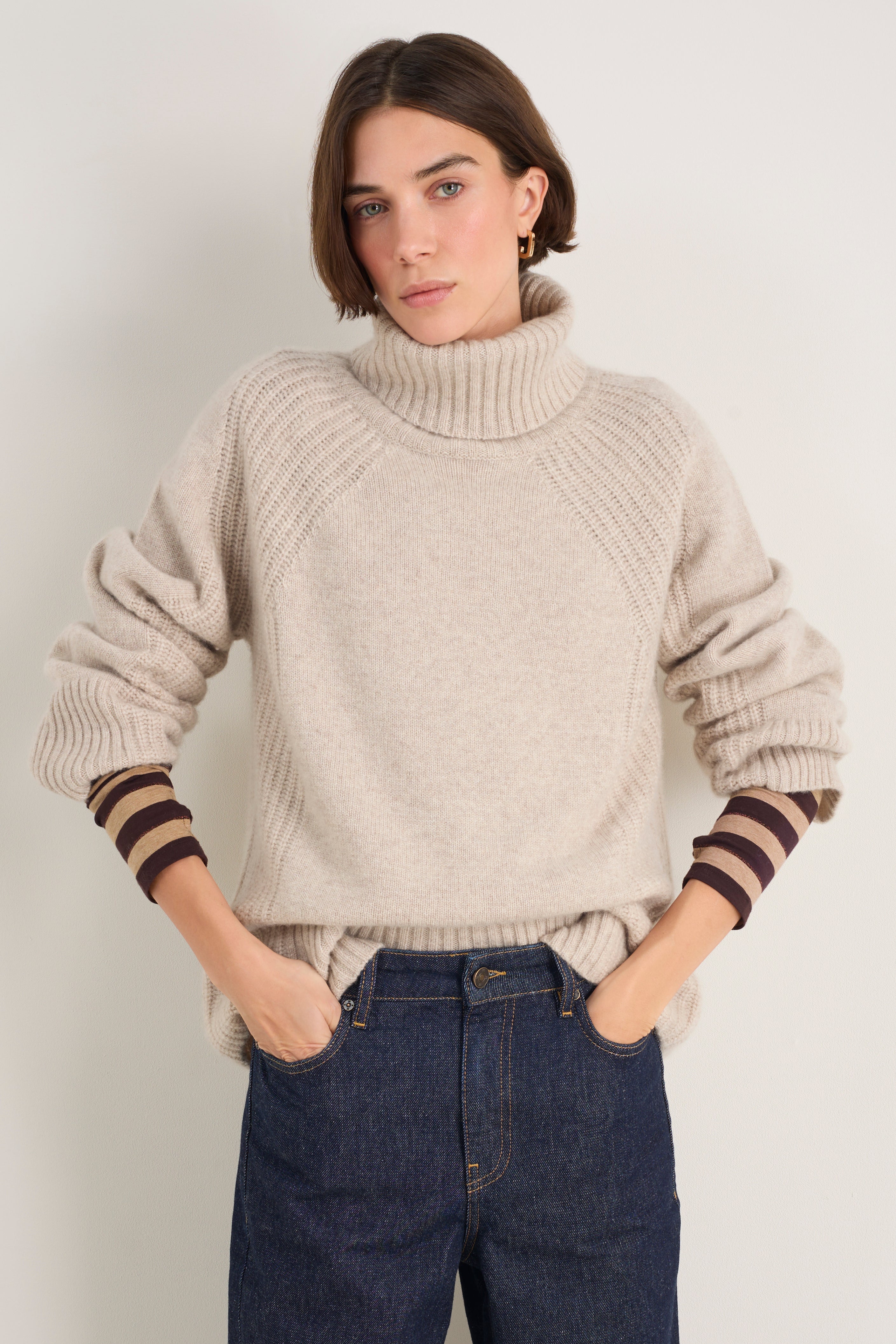Carolina Roll Neck Jumper - Oat Melange