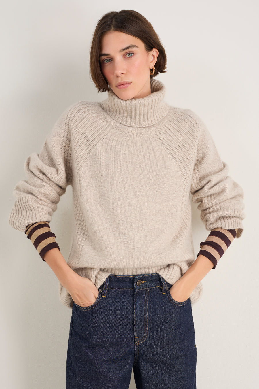 Carolina Roll Neck Jumper - Oat Melange