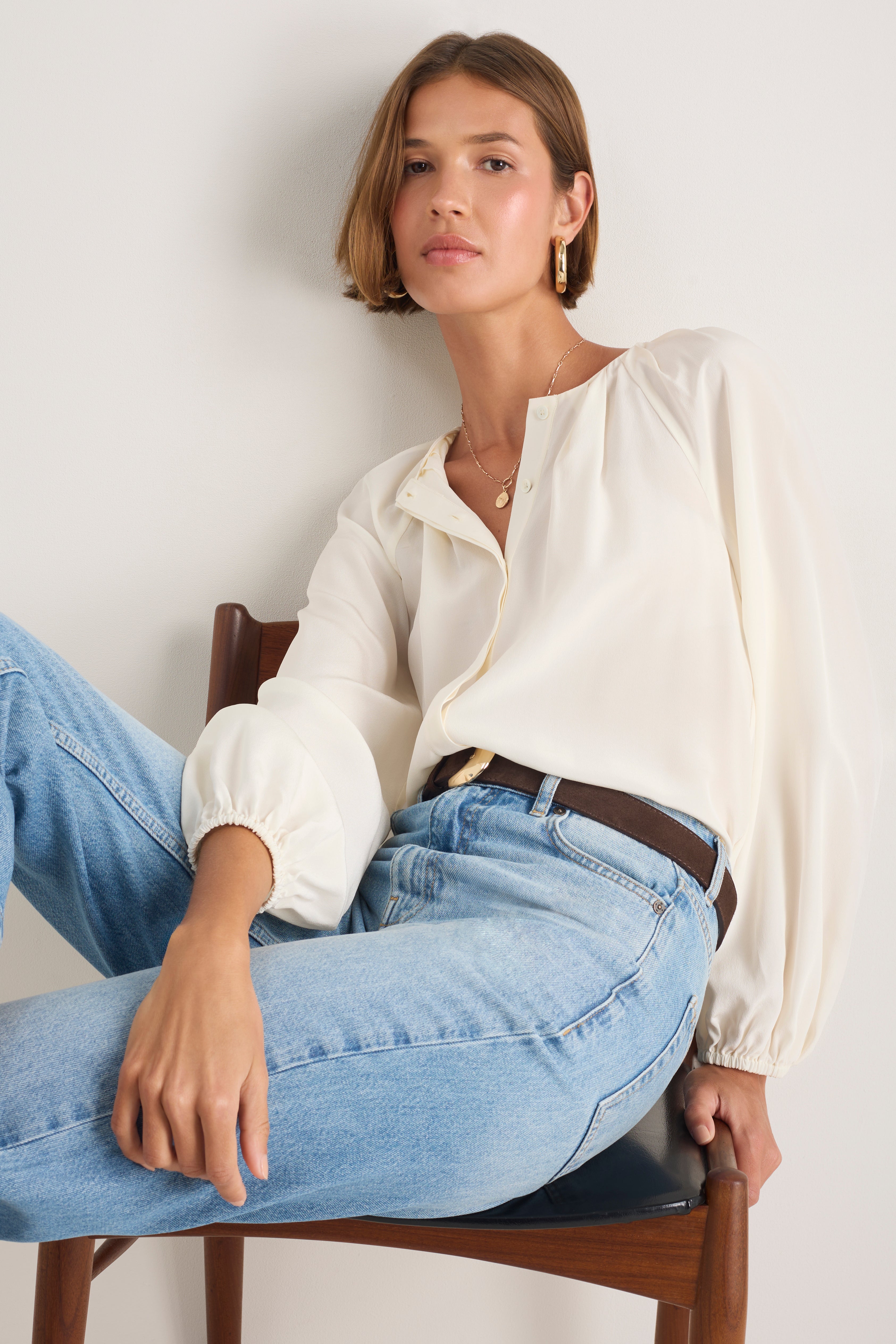 Cath x WYSE Elizabeth Silk Blouse - Ivory