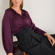 Cath x WYSE Elizabeth Silk Satin Blouse - Deep Fig
