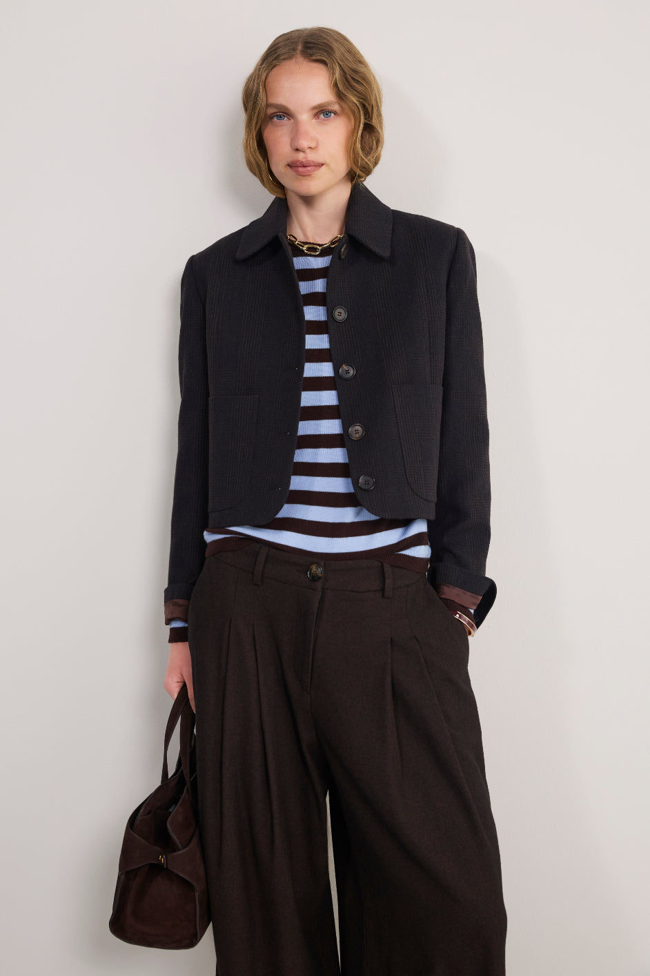 Cath x WYSE Brigitte Jumper - Chocolate/Sky Blue