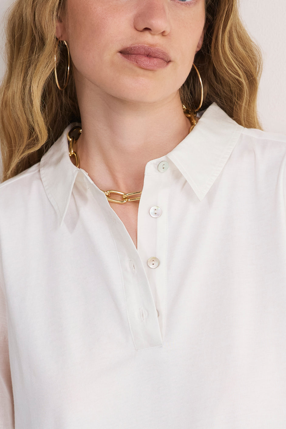 Cath x WYSE Amal Jersey Mix Top - White